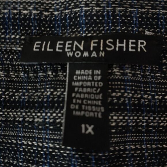 EILEEN FISHER Womens Plus Size 1X Striped 100% Organic Linen Button Down Tunic - Picture 6 of 14